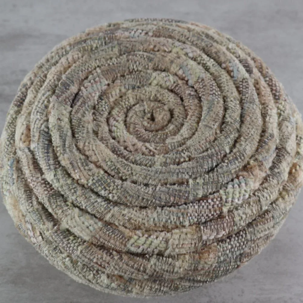 Natural Neutral Boho Southwestern Fabric Raffia Coiled Storage Trinket Basket